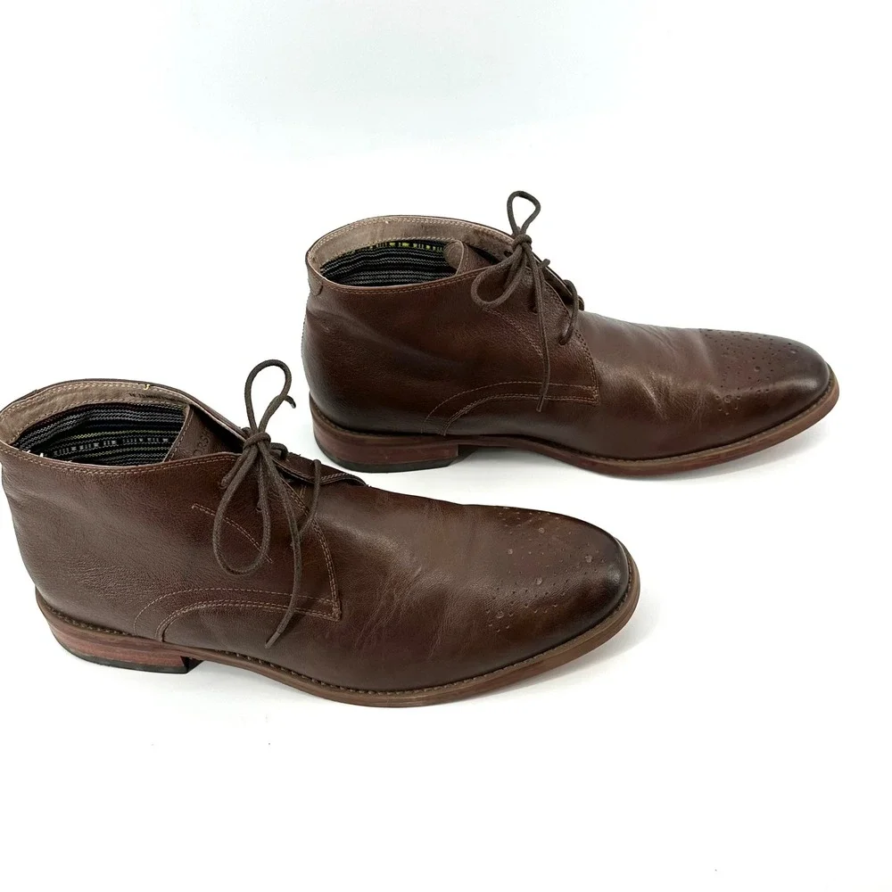 Florsheim Mens 15085-200 Brown Leather Medallion Toe Chukka Boots 10.5D
